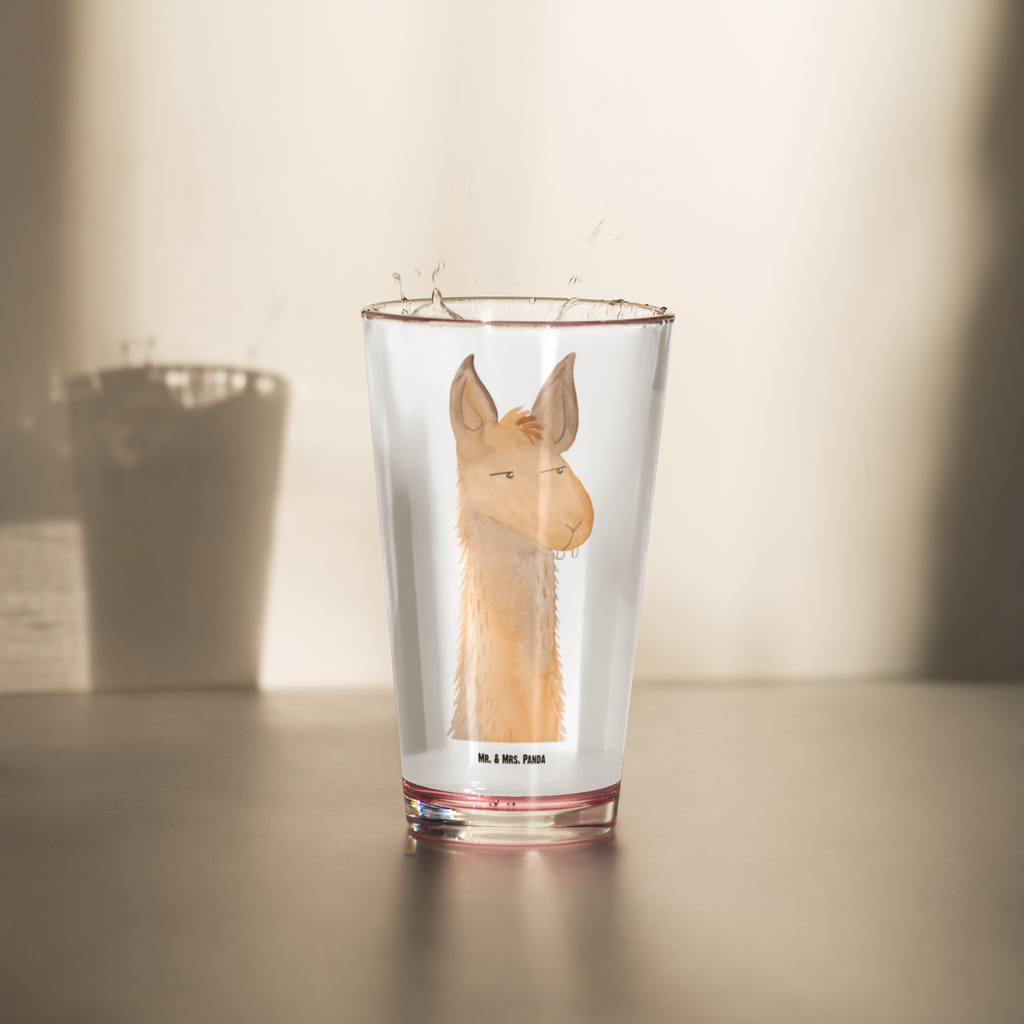 Premium Trinkglas Lamakopf genervt Trinkglas, Glas, Pint Glas, Bierglas, Cocktail Glas, Wasserglas, Lama, Alpaka, Lamas, Recht haben, genervt sein, Freundin, beste Freundin, Partnerin, Büro, Büroalltag, Chef, Chefin, Azubi