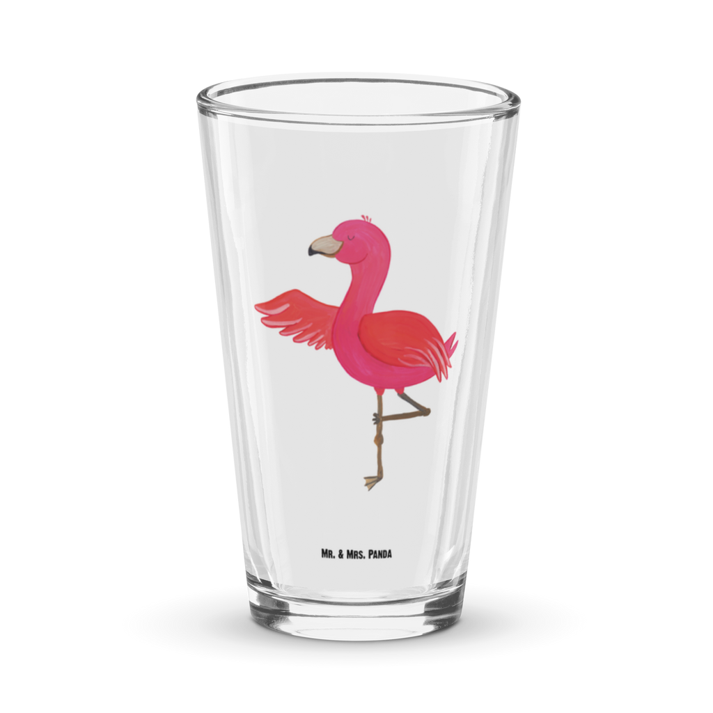 Premium Trinkglas Flamingo Yoga Trinkglas, Glas, Pint Glas, Bierglas, Cocktail Glas, Wasserglas, Flamingo, Vogel, Yoga, Namaste, Achtsamkeit, Yoga-Übung, Entspannung, Ärger, Aufregen, Tiefenentspannung