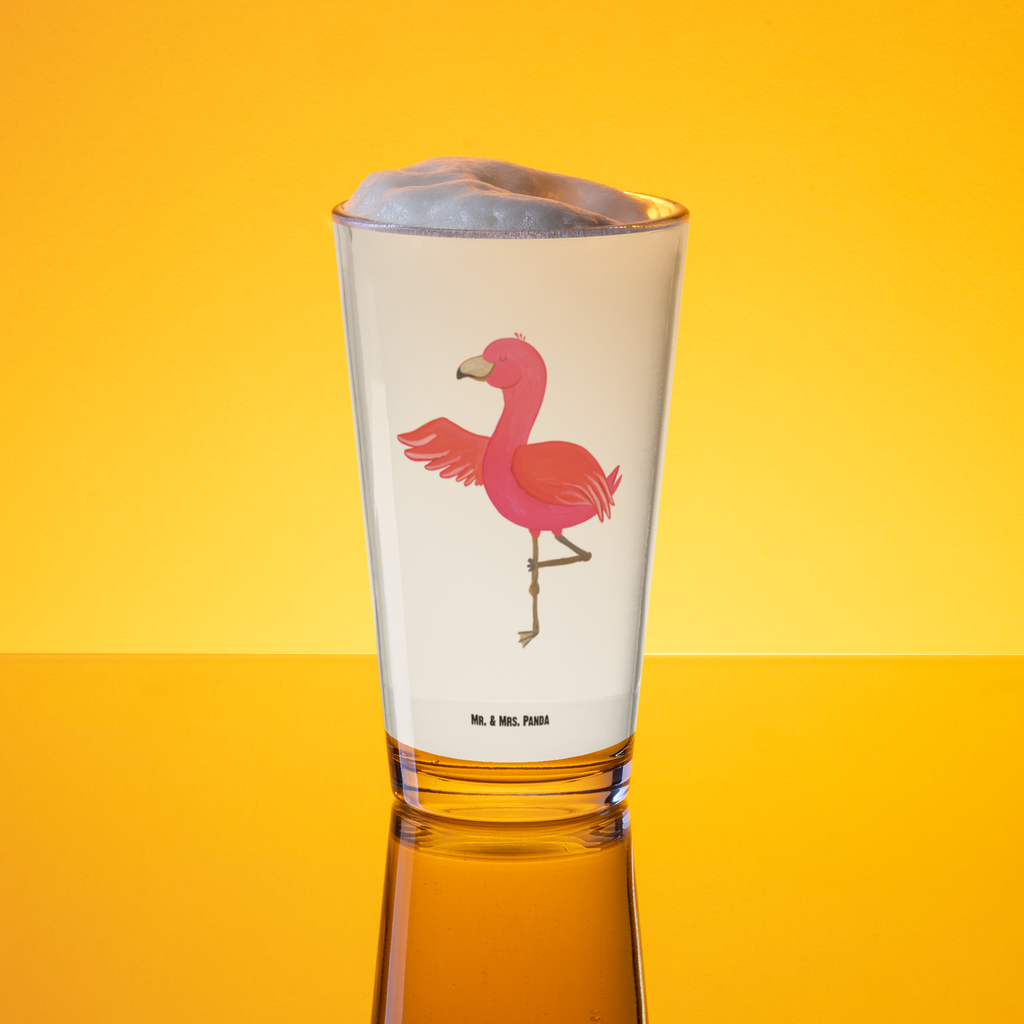 Premium Trinkglas Flamingo Yoga Trinkglas, Glas, Pint Glas, Bierglas, Cocktail Glas, Wasserglas, Flamingo, Vogel, Yoga, Namaste, Achtsamkeit, Yoga-Übung, Entspannung, Ärger, Aufregen, Tiefenentspannung