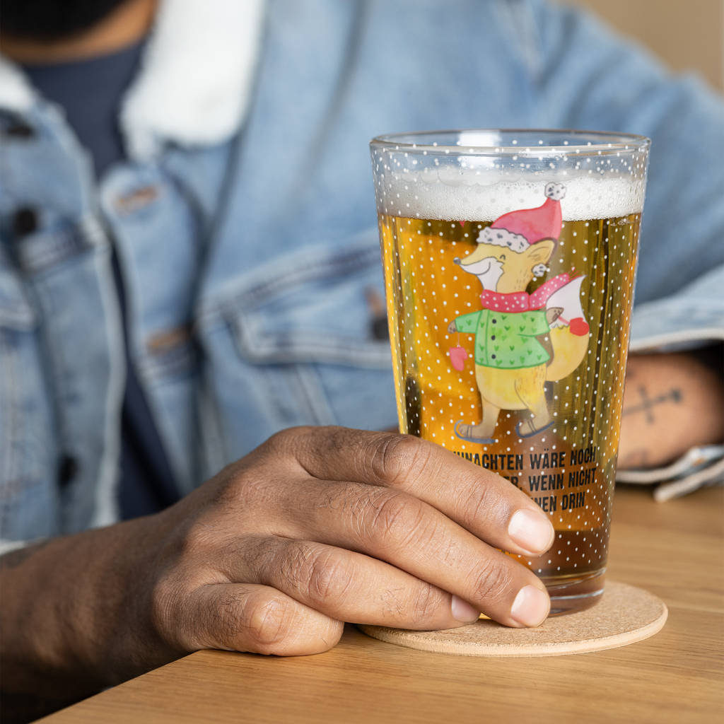 Premium Trinkglas Fuchs  Schlittschuhe Trinkglas, Glas, Pint Glas, Bierglas, Cocktail Glas, Wasserglas, Winter, Weihnachten, Weihnachtsdeko, Nikolaus, Advent, Heiligabend, Wintermotiv, Weihnachtsmann, Weihnachtstage, Weihnachtsbaum, Tannenbaum, Weihnachtszeit