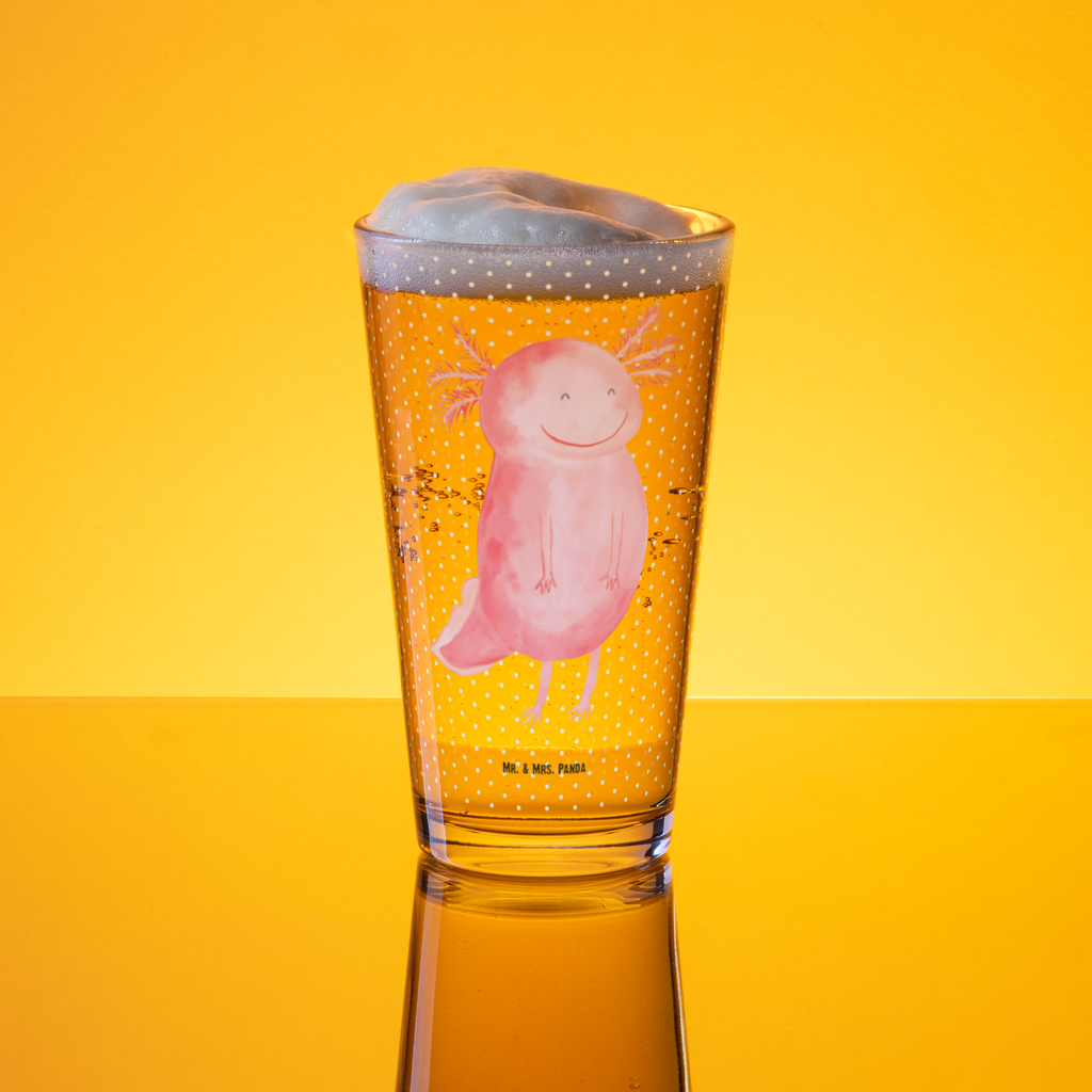 Premium Trinkglas Axolotl glücklich Trinkglas, Glas, Pint Glas, Bierglas, Cocktail Glas, Wasserglas, Axolotl, Molch, Axolot, Schwanzlurch, Lurch, Lurche, Motivation, gute Laune