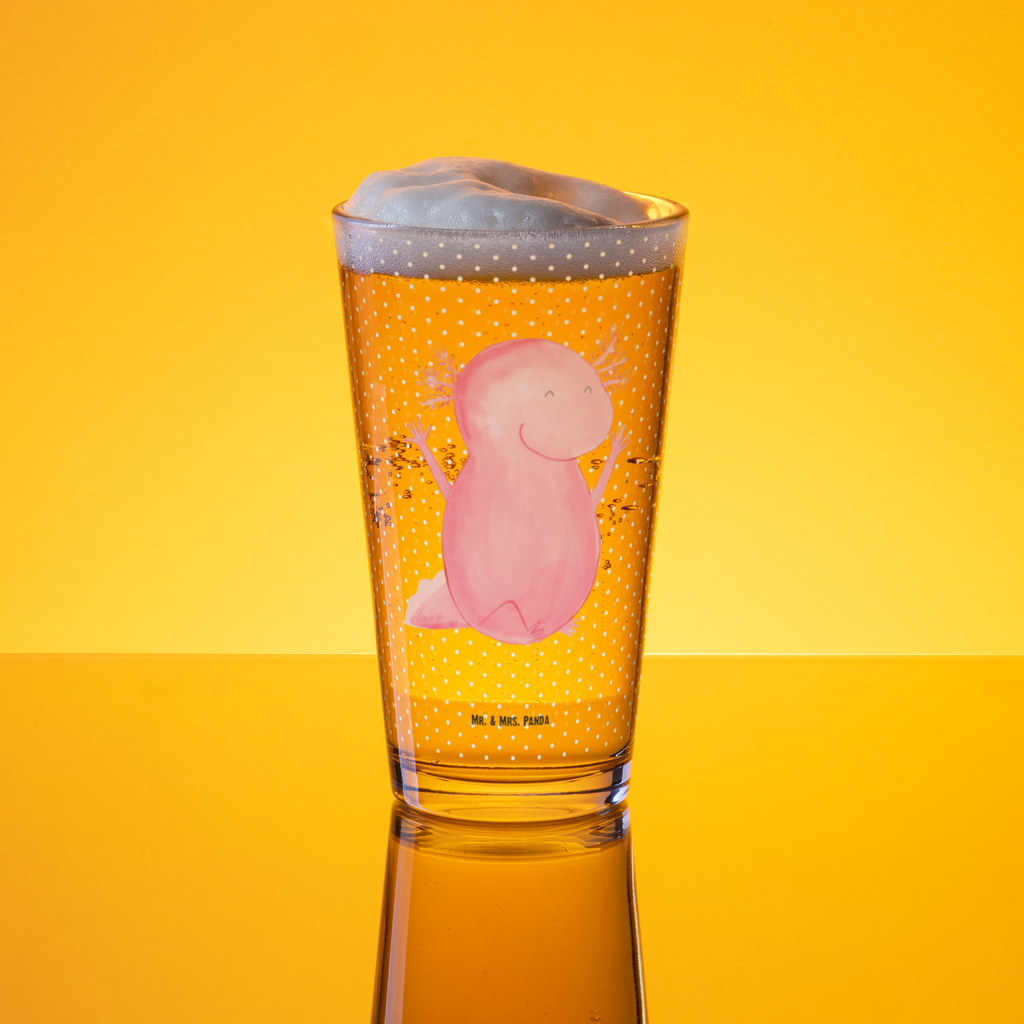 Premium Trinkglas Axolotl Hurra Trinkglas, Glas, Pint Glas, Bierglas, Cocktail Glas, Wasserglas, Axolotl, Molch, Axolot, Schwanzlurch, Lurch, Lurche, fröhlich, Spaß, Freude, Motivation, Zufriedenheit