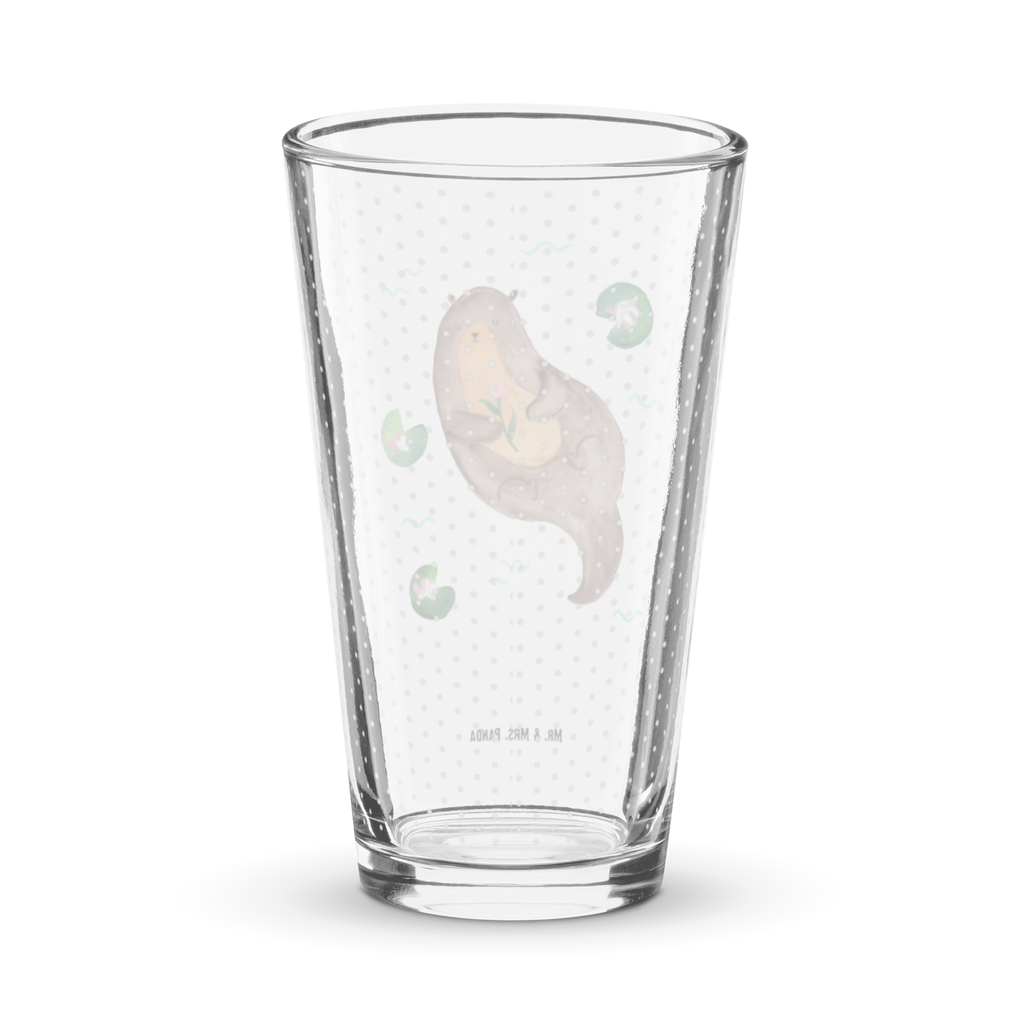 Premium Trinkglas Otter mit Seerose Trinkglas, Glas, Pint Glas, Bierglas, Cocktail Glas, Wasserglas, Otter, Fischotter, Seeotter, Otter Seeotter See Otter