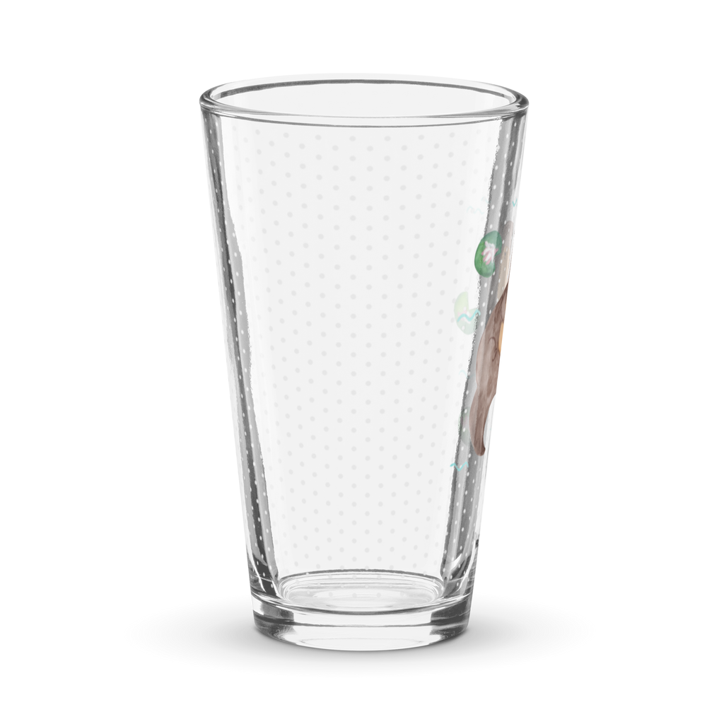 Premium Trinkglas Otter mit Seerose Trinkglas, Glas, Pint Glas, Bierglas, Cocktail Glas, Wasserglas, Otter, Fischotter, Seeotter, Otter Seeotter See Otter