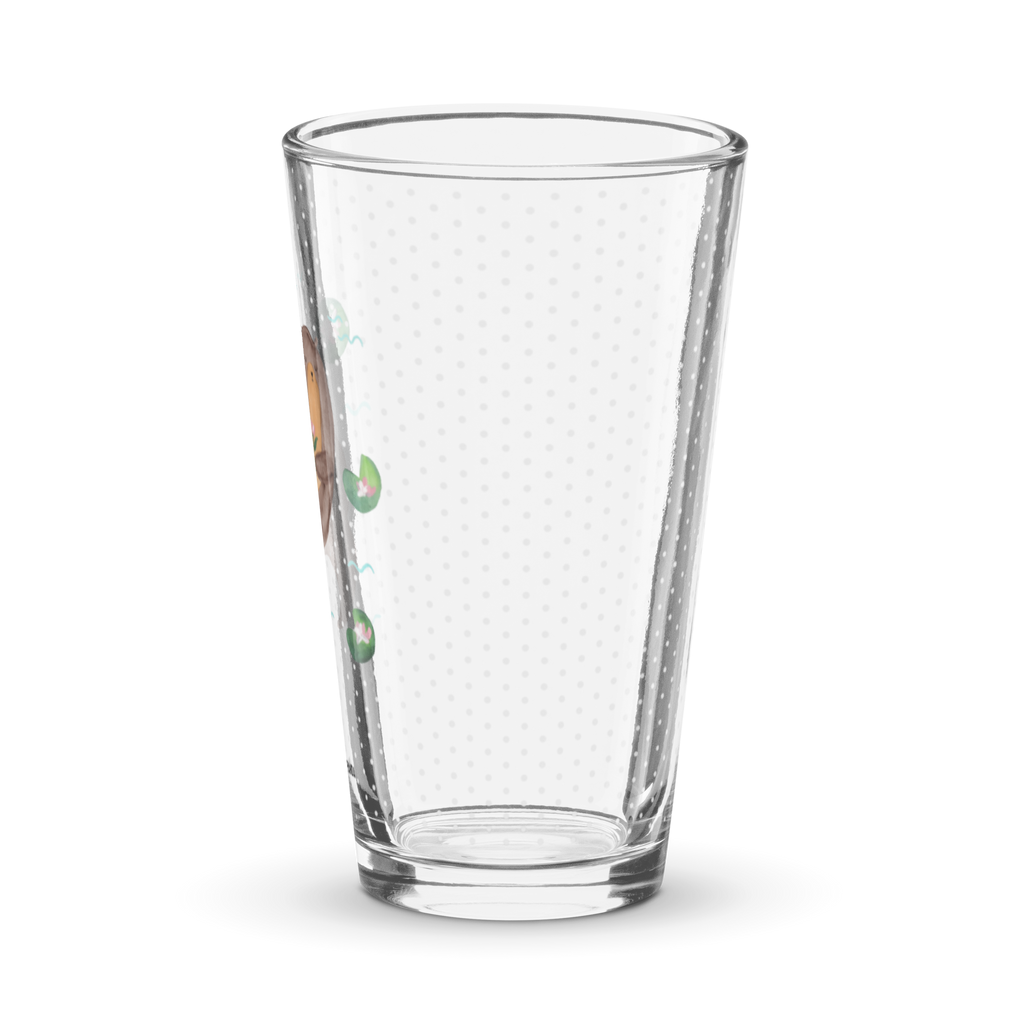 Premium Trinkglas Otter mit Seerose Trinkglas, Glas, Pint Glas, Bierglas, Cocktail Glas, Wasserglas, Otter, Fischotter, Seeotter, Otter Seeotter See Otter