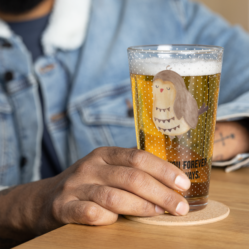 Premium Trinkglas Eule Zufrieden Trinkglas, Glas, Pint Glas, Bierglas, Cocktail Glas, Wasserglas, Eule, Eule Spruch, Eule deko, Owl, Liebe Spruch, Romantisch, Wortspiel lustig, Spruch schön, Geschenk Hochzeitstag