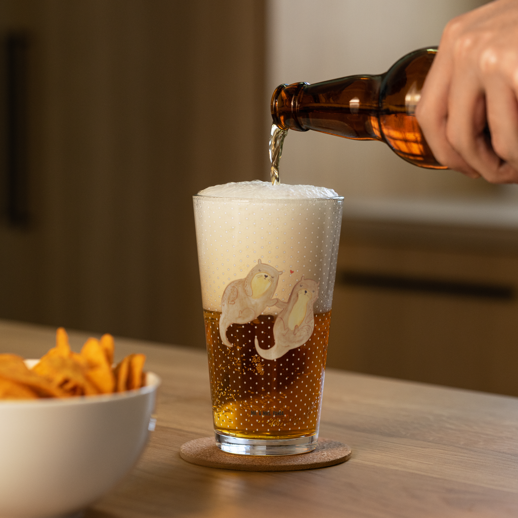 Premium Trinkglas Otter händchenhaltend Trinkglas, Glas, Pint Glas, Bierglas, Cocktail Glas, Wasserglas, Otter, Fischotter, Seeotter, Otter Seeotter See Otter