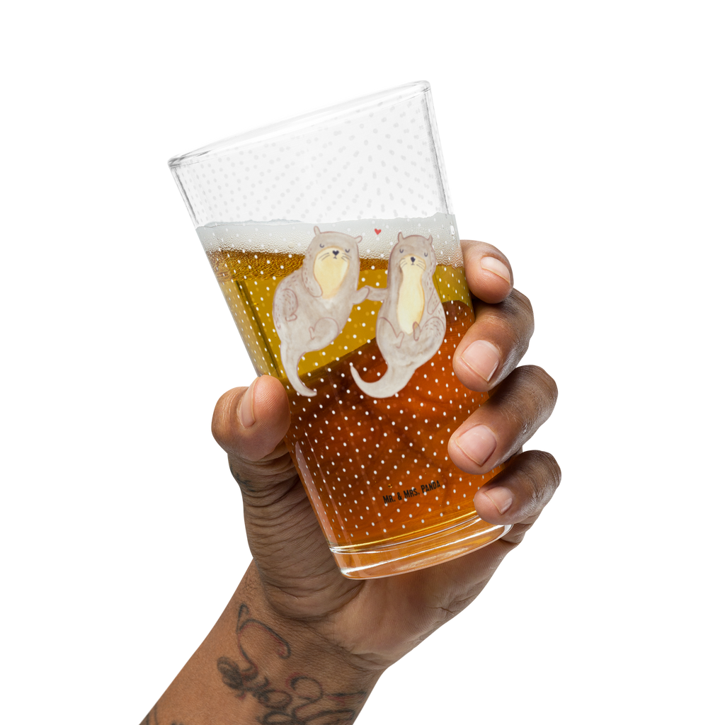 Premium Trinkglas Otter händchenhaltend Trinkglas, Glas, Pint Glas, Bierglas, Cocktail Glas, Wasserglas, Otter, Fischotter, Seeotter, Otter Seeotter See Otter