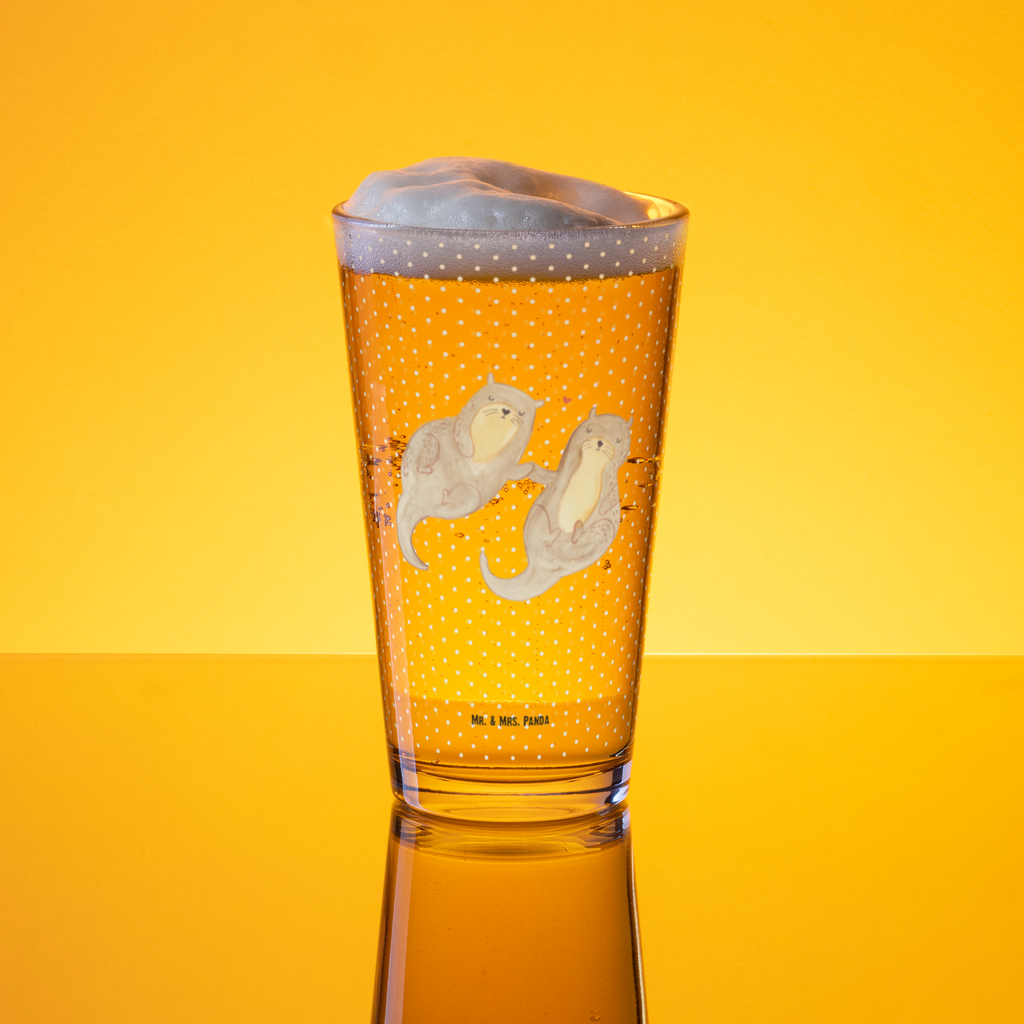 Premium Trinkglas Otter händchenhaltend Trinkglas, Glas, Pint Glas, Bierglas, Cocktail Glas, Wasserglas, Otter, Fischotter, Seeotter, Otter Seeotter See Otter