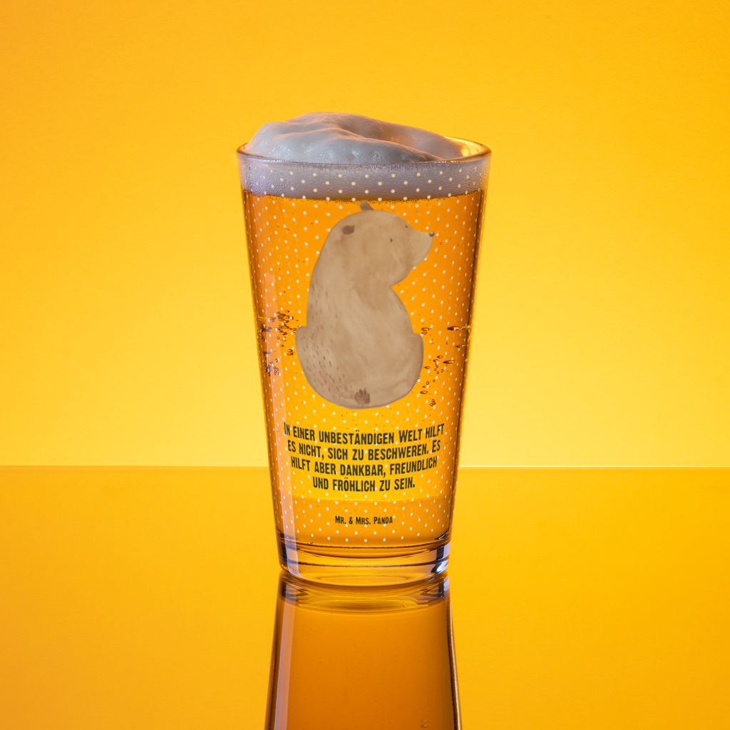 Premium Trinkglas Bär Schulterblick Trinkglas, Glas, Pint Glas, Bierglas, Cocktail Glas, Wasserglas, Bär, Teddy, Teddybär, Selbstachtung, Weltansicht, Motivation, Bären, Bärenliebe, Weisheit