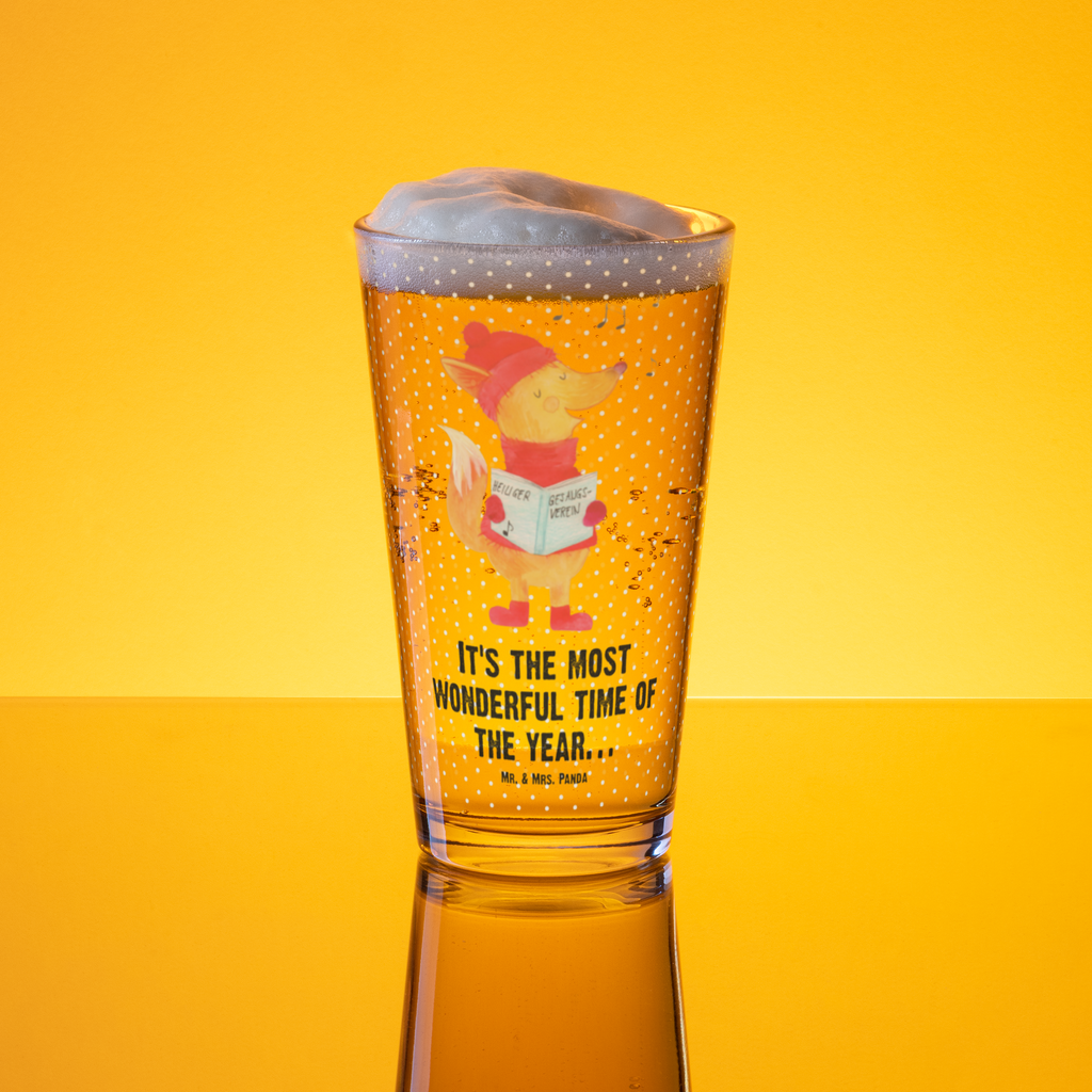 Premium Trinkglas Fuchs Sänger Trinkglas, Glas, Pint Glas, Bierglas, Cocktail Glas, Wasserglas, Winter, Weihnachten, Weihnachtsdeko, Nikolaus, Advent, Heiligabend, Wintermotiv, Fuchs, Füchse, Sänger, Geschenk Sänger, Singen, Weihnachtslieder