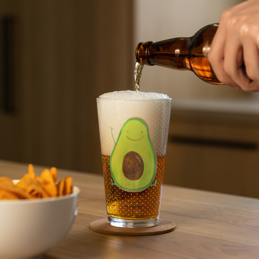 Premium Trinkglas Avocado Happy Trinkglas, Glas, Pint Glas, Bierglas, Cocktail Glas, Wasserglas, Avocado, Veggie, Vegan, Gesund, Chaos