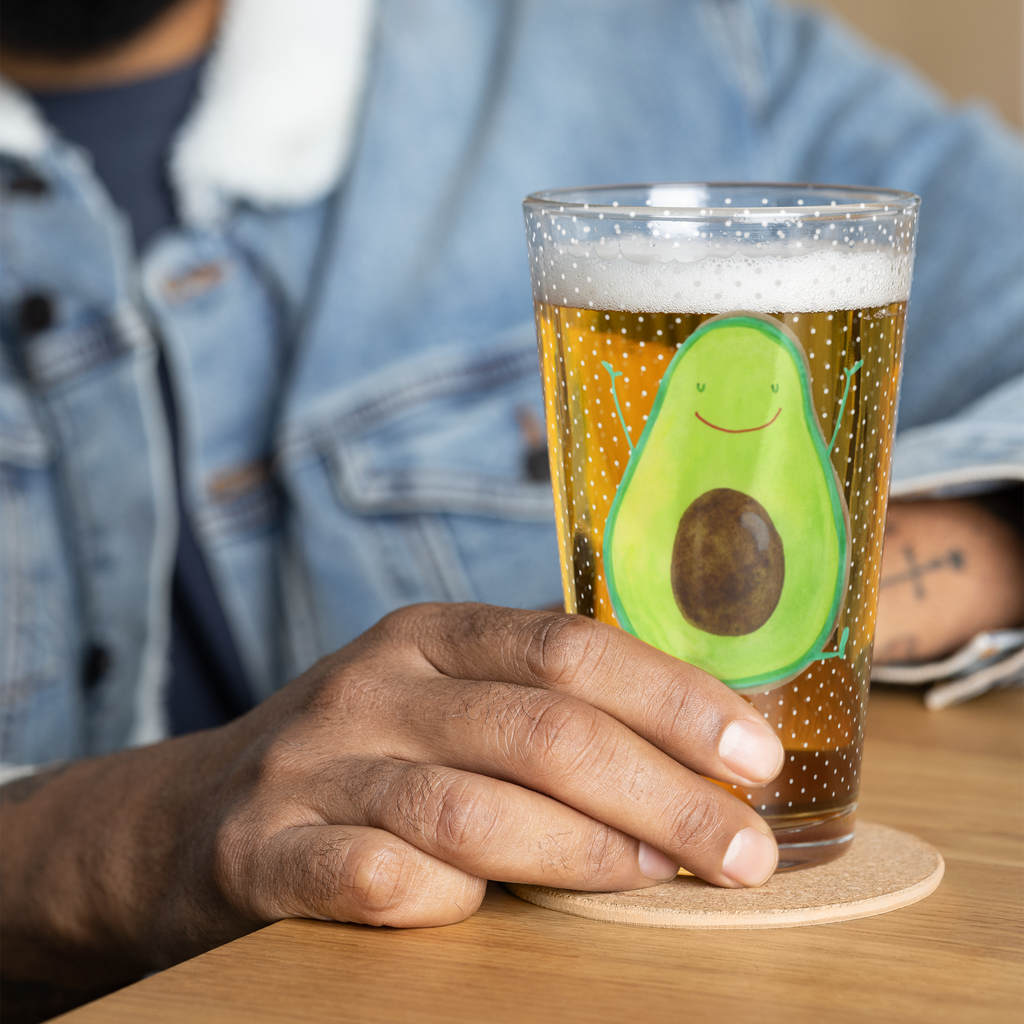Premium Trinkglas Avocado Happy Trinkglas, Glas, Pint Glas, Bierglas, Cocktail Glas, Wasserglas, Avocado, Veggie, Vegan, Gesund, Chaos