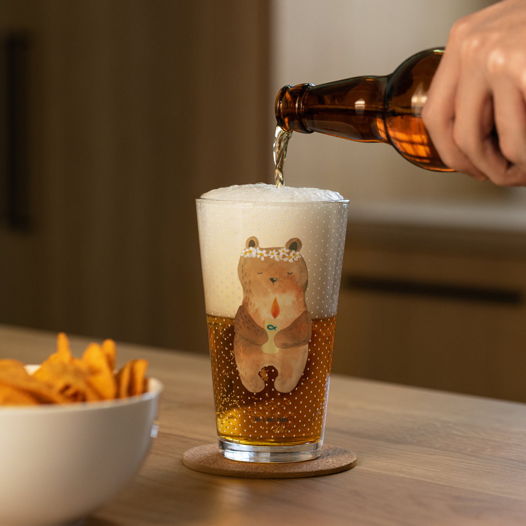 Premium Trinkglas Kommunion-Bär Trinkglas, Glas, Pint Glas, Bierglas, Cocktail Glas, Wasserglas, Bär, Teddy, Teddybär, Kommunion, Gottes Segen, Taufkerze, katholisch