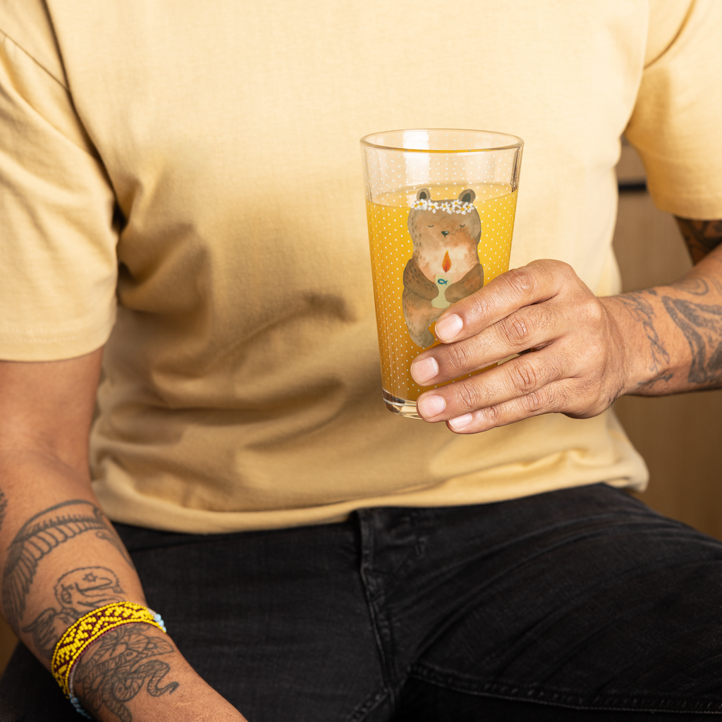 Premium Trinkglas Kommunion-Bär Trinkglas, Glas, Pint Glas, Bierglas, Cocktail Glas, Wasserglas, Bär, Teddy, Teddybär, Kommunion, Gottes Segen, Taufkerze, katholisch