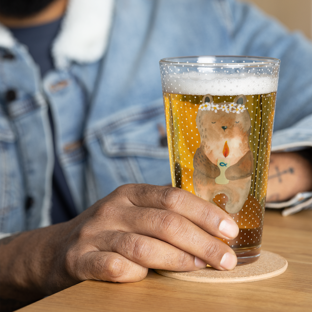 Premium Trinkglas Kommunion-Bär Trinkglas, Glas, Pint Glas, Bierglas, Cocktail Glas, Wasserglas, Bär, Teddy, Teddybär, Kommunion, Gottes Segen, Taufkerze, katholisch