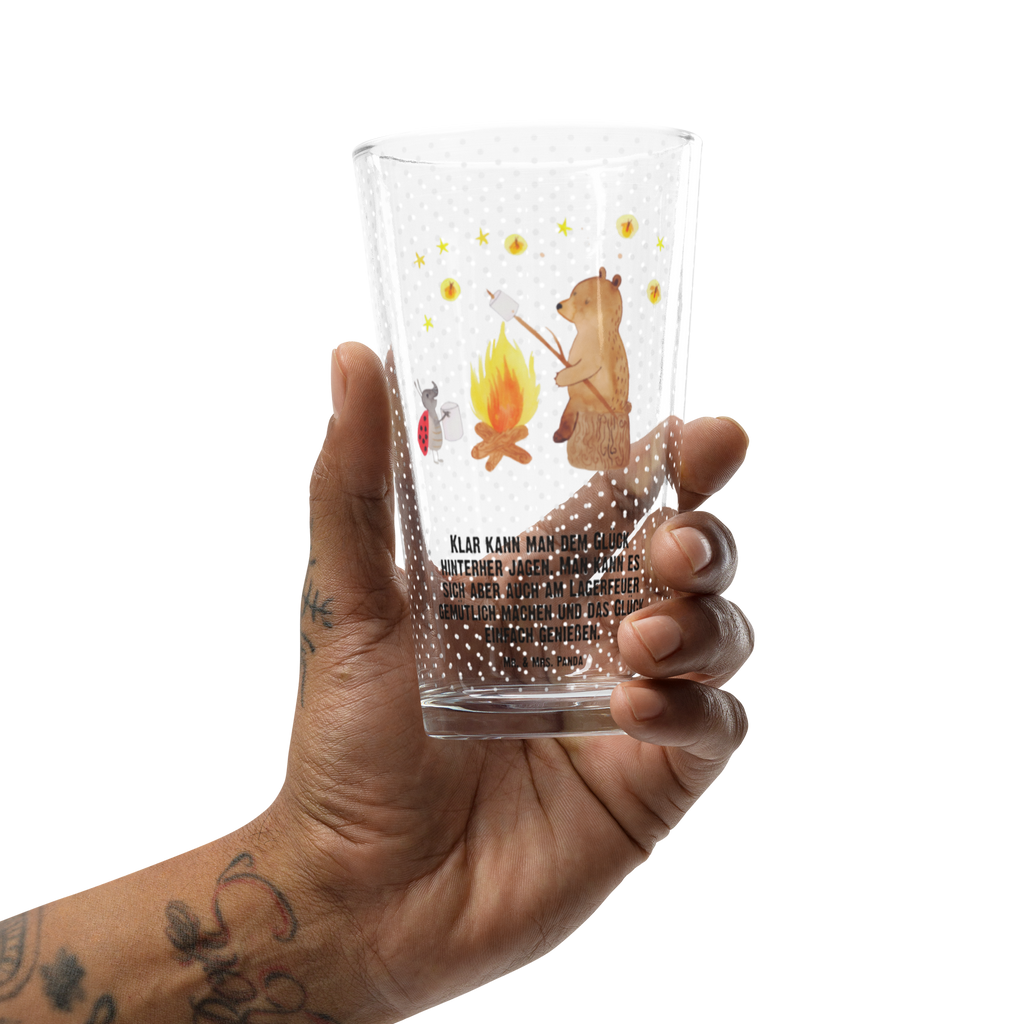 Premium Trinkglas Bär & Marienkäfer Lagerfeuer Trinkglas, Glas, Pint Glas, Bierglas, Cocktail Glas, Wasserglas, Bär, Teddy, Teddybär, Lagerfeuer