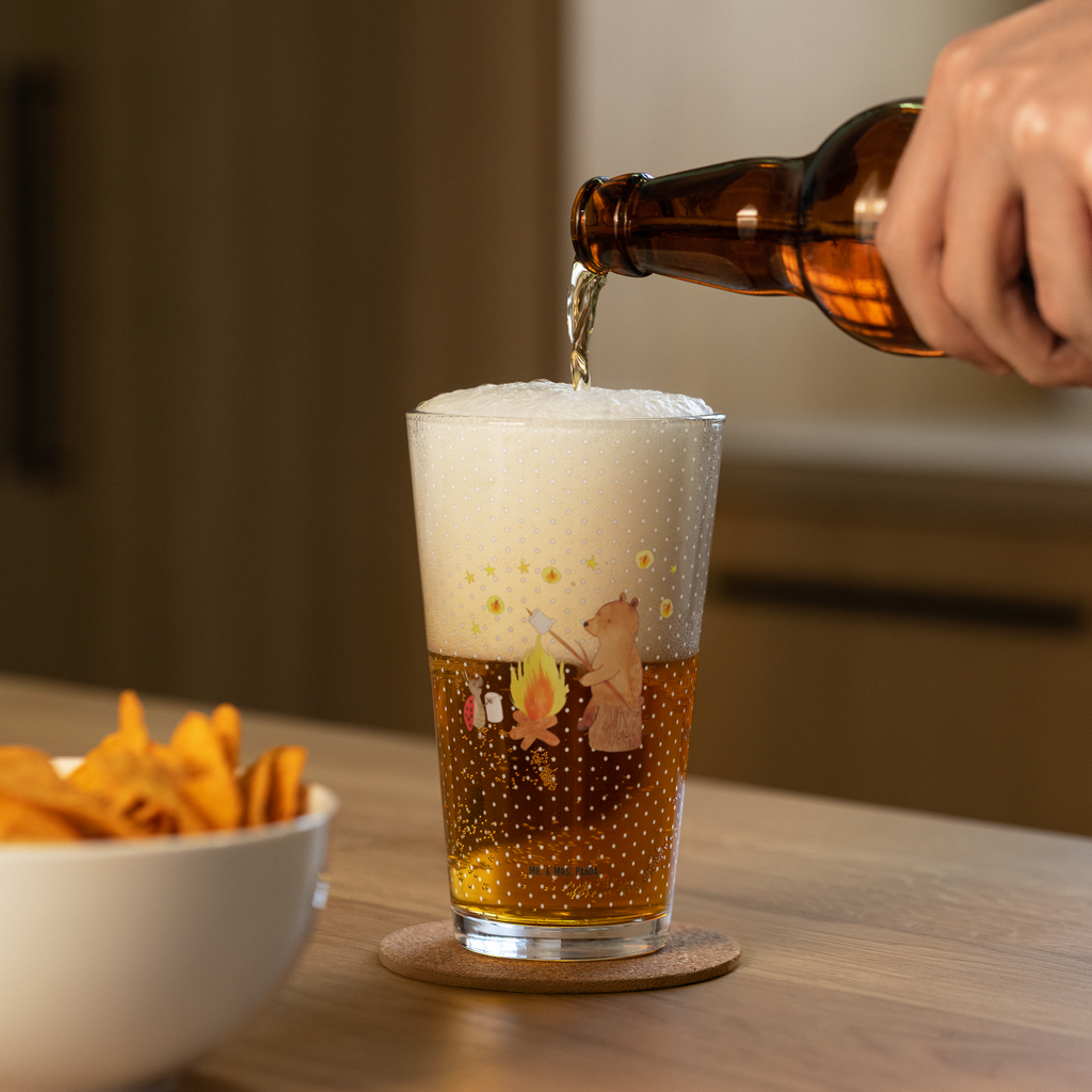 Premium Trinkglas Bär & Marienkäfer Lagerfeuer Trinkglas, Glas, Pint Glas, Bierglas, Cocktail Glas, Wasserglas, Bär, Teddy, Teddybär, Lagerfeuer