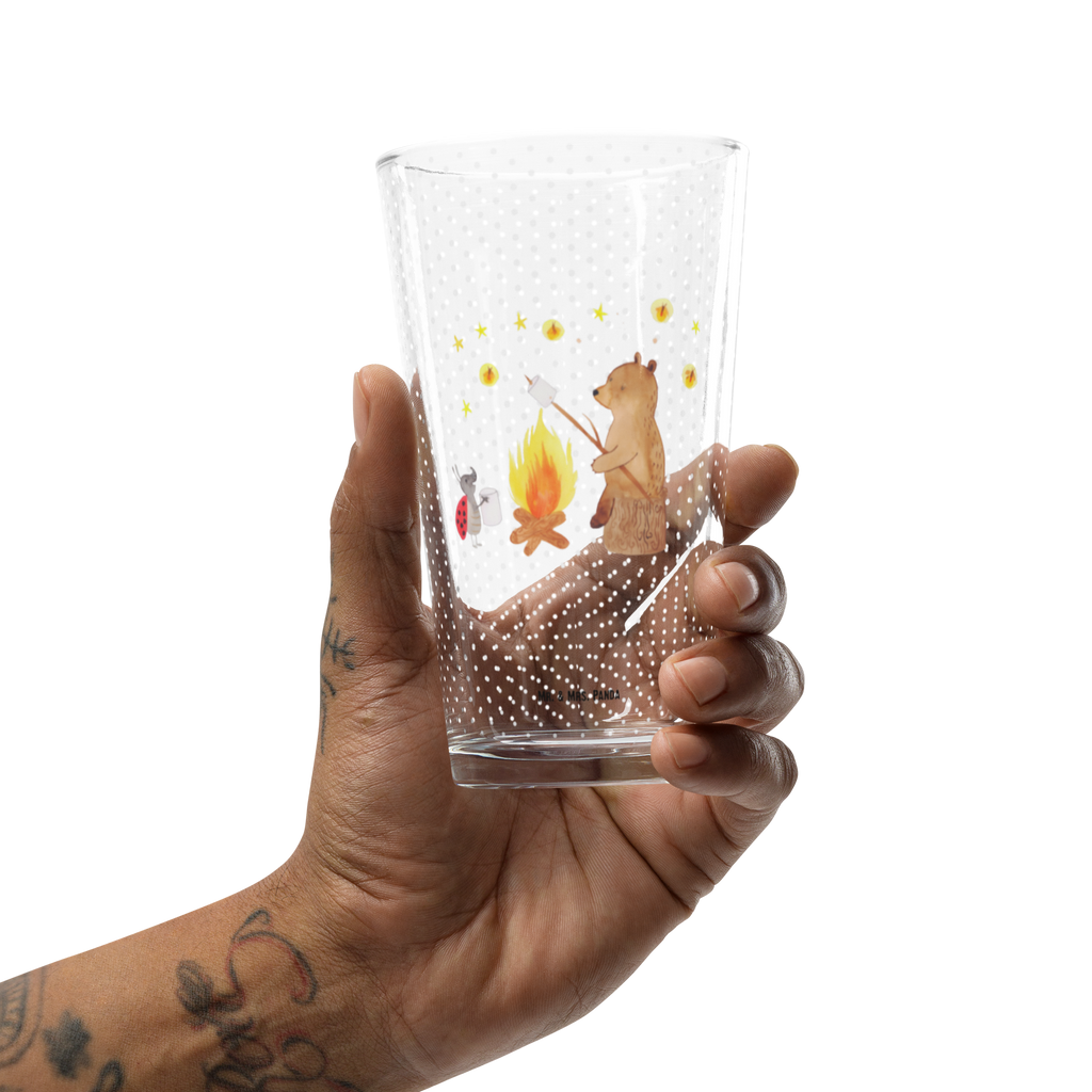 Premium Trinkglas Bär & Marienkäfer Lagerfeuer Trinkglas, Glas, Pint Glas, Bierglas, Cocktail Glas, Wasserglas, Bär, Teddy, Teddybär, Lagerfeuer