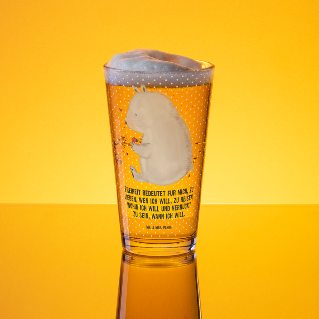 Premium Trinkglas Bär mit Marienkäfer Trinkglas, Glas, Pint Glas, Bierglas, Cocktail Glas, Wasserglas, Bär, Teddy, Teddybär, Marienkäfer, Liebe, Freiheit, Motivation, Das Leben ist schön