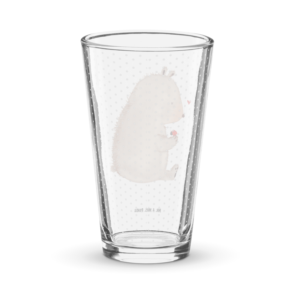 Premium Trinkglas Bär mit Marienkäfer Trinkglas, Glas, Pint Glas, Bierglas, Cocktail Glas, Wasserglas, Bär, Teddy, Teddybär, Marienkäfer, Liebe, Freiheit, Motivation, Das Leben ist schön