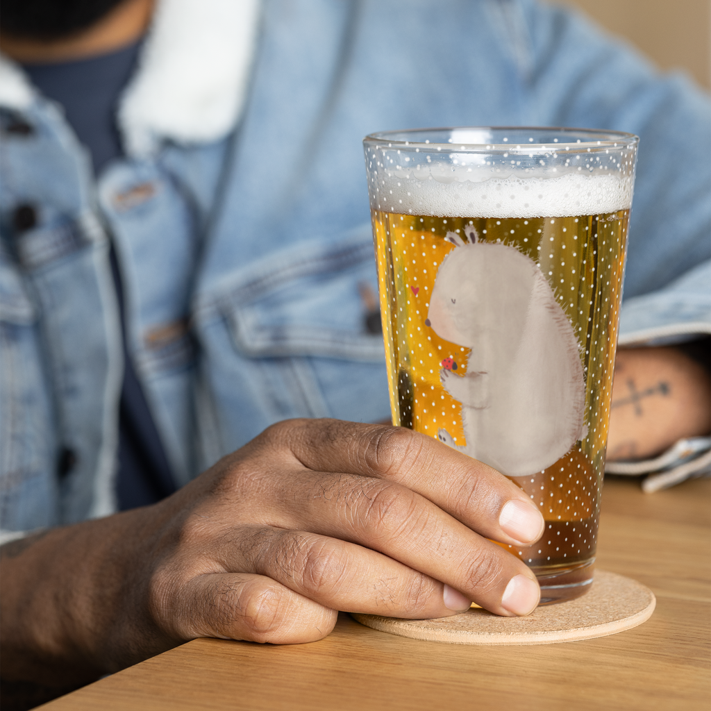 Premium Trinkglas Bär mit Marienkäfer Trinkglas, Glas, Pint Glas, Bierglas, Cocktail Glas, Wasserglas, Bär, Teddy, Teddybär, Marienkäfer, Liebe, Freiheit, Motivation, Das Leben ist schön