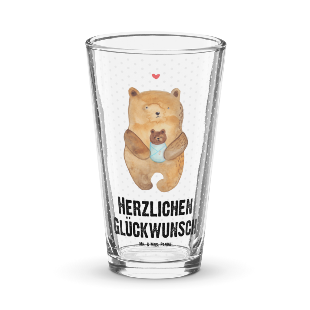 Premium Trinkglas Bär mit Baby Trinkglas, Glas, Pint Glas, Bierglas, Cocktail Glas, Wasserglas, Bär, Teddy, Teddybär, Eltern, Mutter, Baby, Taufe, Geburt, Nichte, Neffe, Enkel, Enkelin, Täufling, Geburtstag, Glückwunsch
