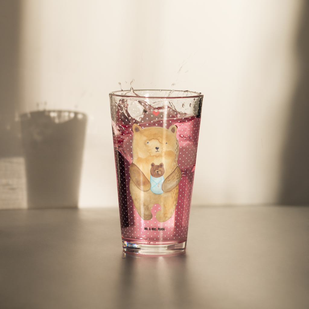 Premium Trinkglas Bär mit Baby Trinkglas, Glas, Pint Glas, Bierglas, Cocktail Glas, Wasserglas, Bär, Teddy, Teddybär, Eltern, Mutter, Baby, Taufe, Geburt, Nichte, Neffe, Enkel, Enkelin, Täufling, Geburtstag, Glückwunsch
