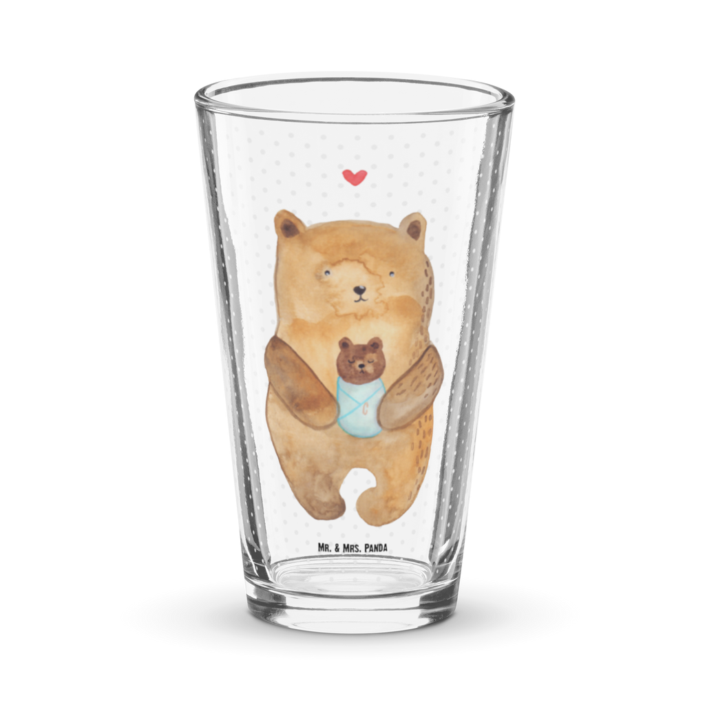 Premium Trinkglas Bär mit Baby Trinkglas, Glas, Pint Glas, Bierglas, Cocktail Glas, Wasserglas, Bär, Teddy, Teddybär, Eltern, Mutter, Baby, Taufe, Geburt, Nichte, Neffe, Enkel, Enkelin, Täufling, Geburtstag, Glückwunsch