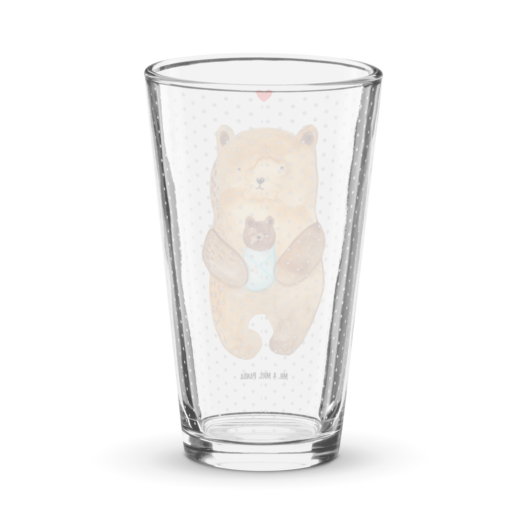 Premium Trinkglas Bär mit Baby Trinkglas, Glas, Pint Glas, Bierglas, Cocktail Glas, Wasserglas, Bär, Teddy, Teddybär, Eltern, Mutter, Baby, Taufe, Geburt, Nichte, Neffe, Enkel, Enkelin, Täufling, Geburtstag, Glückwunsch
