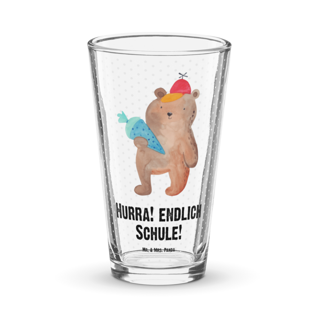 Premium Trinkglas Bär mit Schultüte Trinkglas, Glas, Pint Glas, Bierglas, Cocktail Glas, Wasserglas, Bär, Teddy, Teddybär, Bär Motiv, Schultüte, Erster Schultag Geschenk, Einschulung Geschenk, Schule Geschenk, Grundschule, Schulanfang, Schulbeginn