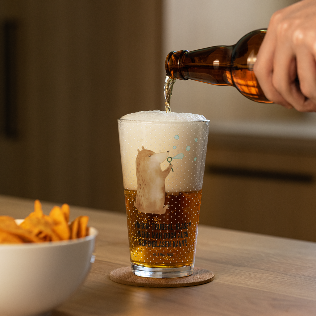 Premium Trinkglas Bär Seifenblasen Trinkglas, Glas, Pint Glas, Bierglas, Cocktail Glas, Wasserglas, Bär, Teddy, Teddybär, Seifenblasen Bär Lustig Sein Glücklich Traurig Happy