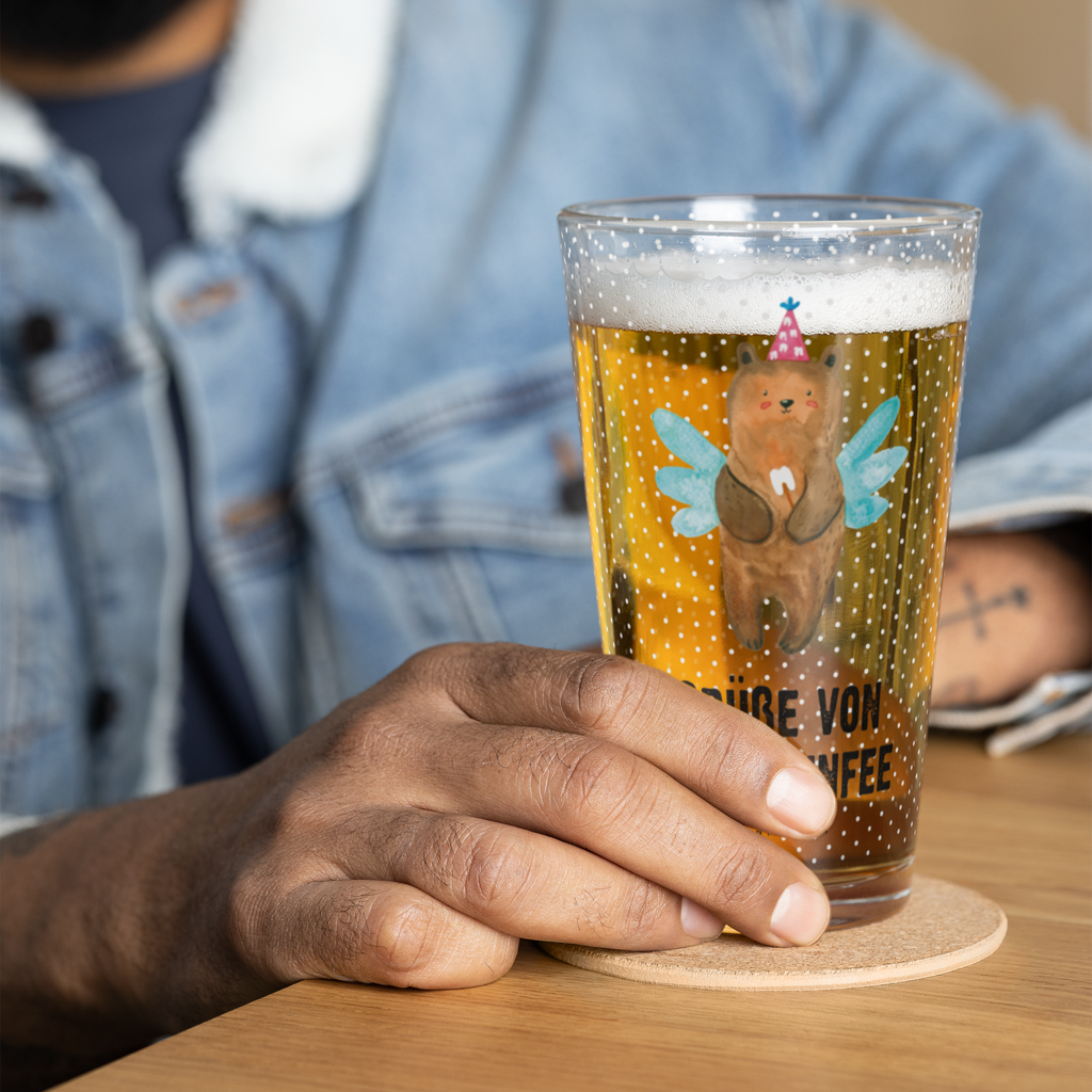 Premium Trinkglas Zahnfee Bär Trinkglas, Glas, Pint Glas, Bierglas, Cocktail Glas, Wasserglas, Bär, Teddy, Teddybär, Zahnfee, Fee, Milchzahn, Erster Zahn