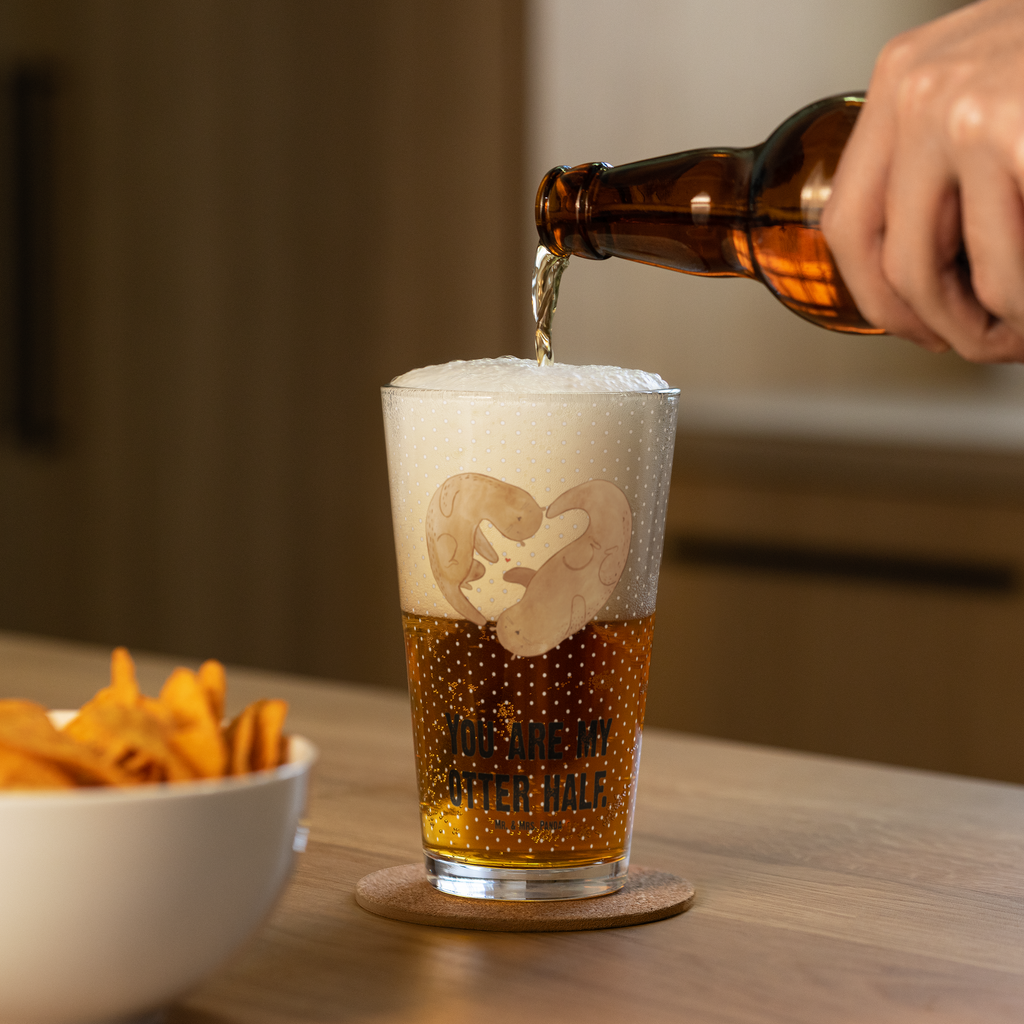 Premium Trinkglas Otter Herz Trinkglas, Glas, Pint Glas, Bierglas, Cocktail Glas, Wasserglas, Otter, Fischotter, Seeotter, Liebe, Herz, Liebesbeweis, Liebesgeschenk, Bessere Hälfte, Love you, Jahrestag, Hochzeitstag, Verlobung, gemeinsames Leben