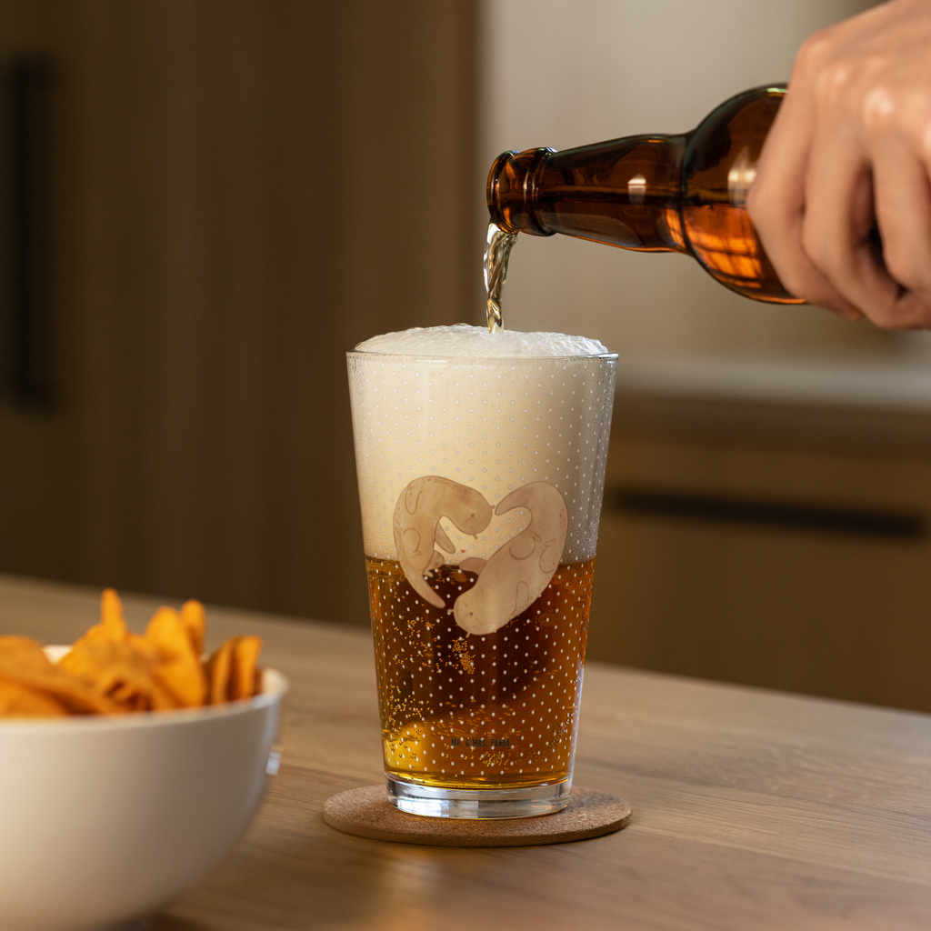 Premium Trinkglas Otter Herz Trinkglas, Glas, Pint Glas, Bierglas, Cocktail Glas, Wasserglas, Otter, Fischotter, Seeotter, Liebe, Herz, Liebesbeweis, Liebesgeschenk, Bessere Hälfte, Love you, Jahrestag, Hochzeitstag, Verlobung, gemeinsames Leben
