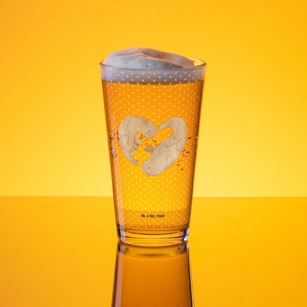 Premium Trinkglas Otter Herz Trinkglas, Glas, Pint Glas, Bierglas, Cocktail Glas, Wasserglas, Otter, Fischotter, Seeotter, Liebe, Herz, Liebesbeweis, Liebesgeschenk, Bessere Hälfte, Love you, Jahrestag, Hochzeitstag, Verlobung, gemeinsames Leben