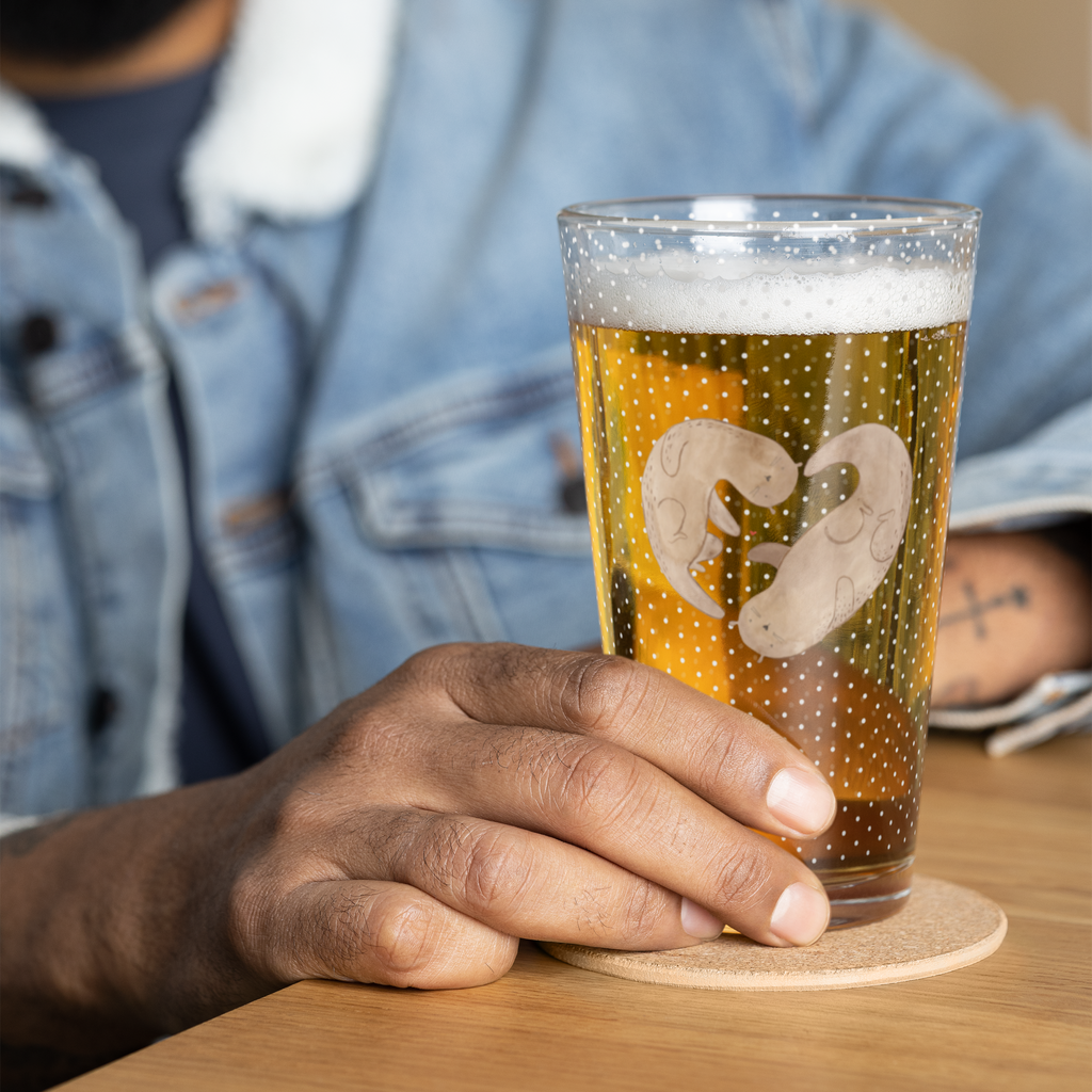 Premium Trinkglas Otter Herz Trinkglas, Glas, Pint Glas, Bierglas, Cocktail Glas, Wasserglas, Otter, Fischotter, Seeotter, Liebe, Herz, Liebesbeweis, Liebesgeschenk, Bessere Hälfte, Love you, Jahrestag, Hochzeitstag, Verlobung, gemeinsames Leben