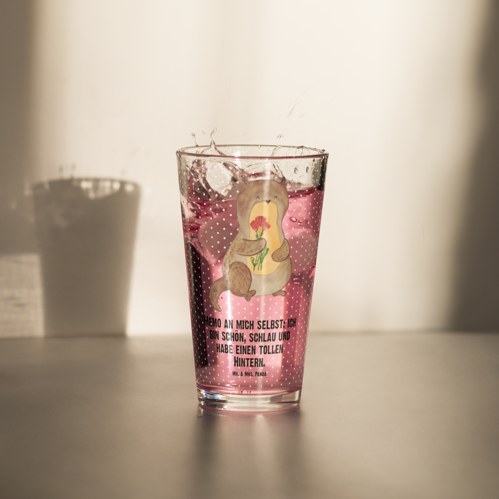 Premium Trinkglas Otter Blumenstrauß Trinkglas, Glas, Pint Glas, Bierglas, Cocktail Glas, Wasserglas, Otter, Fischotter, Seeotter, Otter Seeotter See Otter