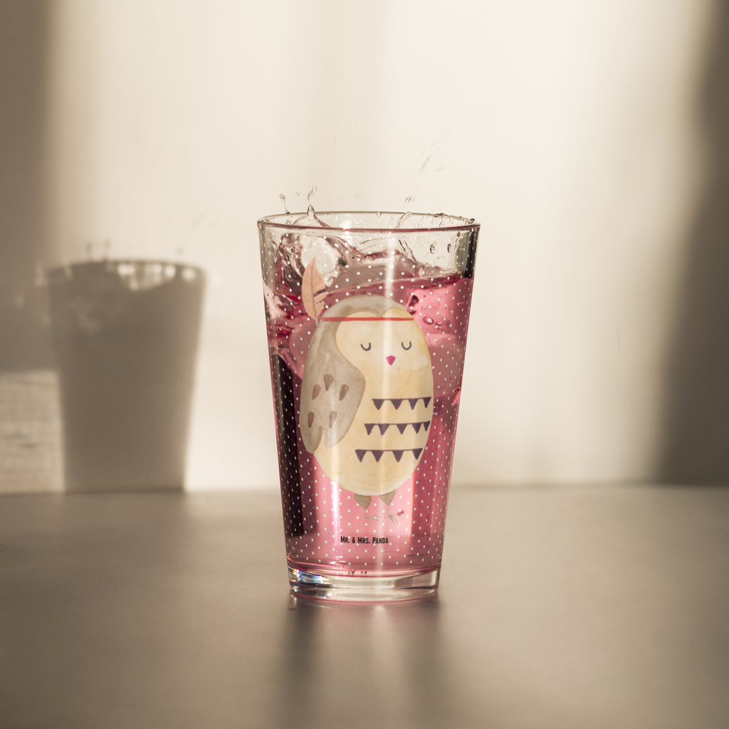 Premium Trinkglas Eule Federschmuck Trinkglas, Glas, Pint Glas, Bierglas, Cocktail Glas, Wasserglas, Eule, Eule Deko, Owl, Das Leben ist ein Abenteuer, Reisespruch, Federschmuck, Dekoration