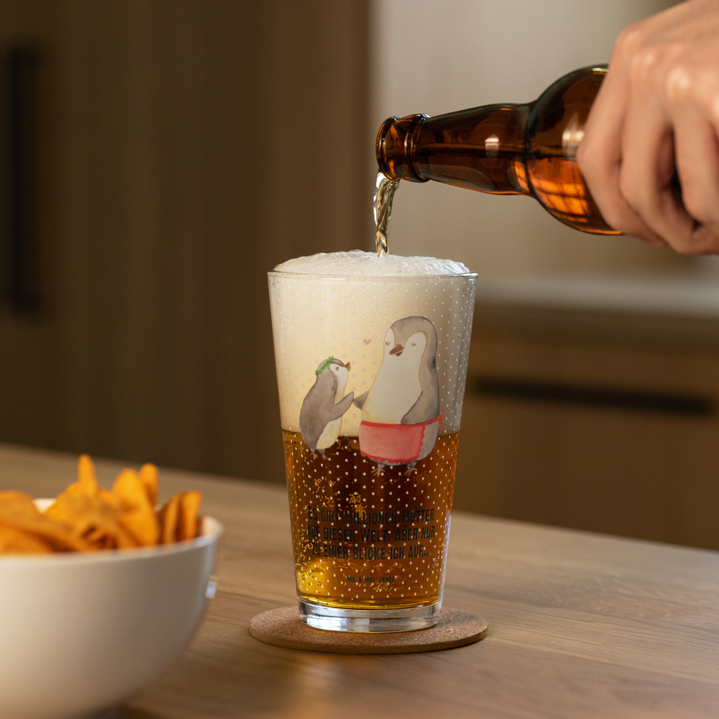 Premium Trinkglas Pinguin mit Kind Trinkglas, Glas, Pint Glas, Bierglas, Cocktail Glas, Wasserglas, Familie, Vatertag, Muttertag, Bruder, Schwester, Mama, Papa, Oma, Opa, Geschenk, Mami, Mutti, Mutter, Geburststag