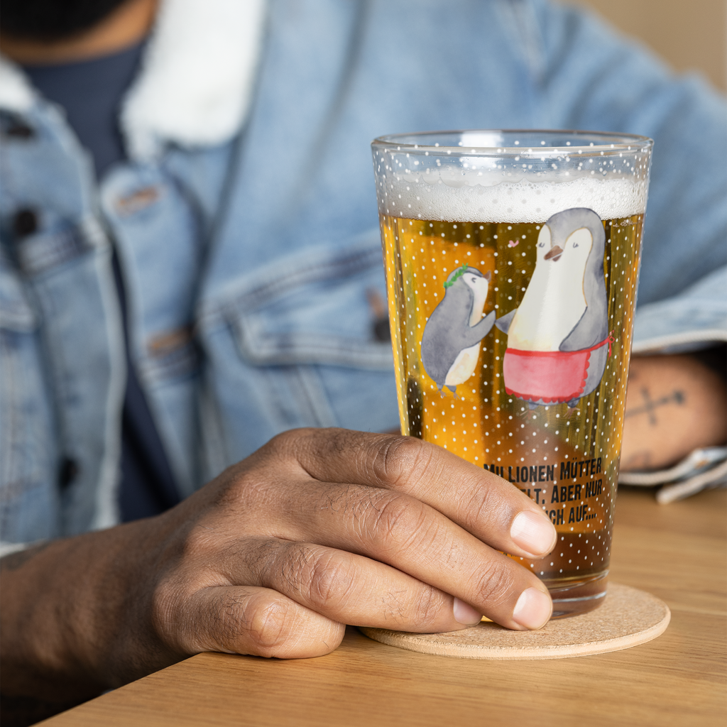 Premium Trinkglas Pinguin mit Kind Trinkglas, Glas, Pint Glas, Bierglas, Cocktail Glas, Wasserglas, Familie, Vatertag, Muttertag, Bruder, Schwester, Mama, Papa, Oma, Opa, Geschenk, Mami, Mutti, Mutter, Geburststag