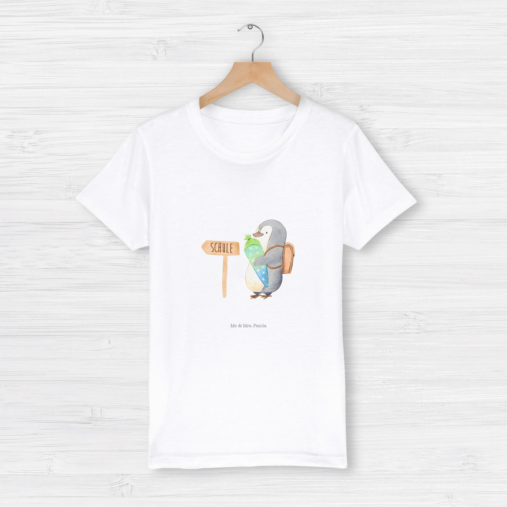 Organic Kinder T-Shirt Pinguin Schultüte Kinder T-Shirt, Kinder T-Shirt Mädchen, Kinder T-Shirt Jungen, Pinguin, Schulanfänger, Einschulung, 1. Klasse, Geschenk zur Einschulung, erster Schultag, Schulranzen