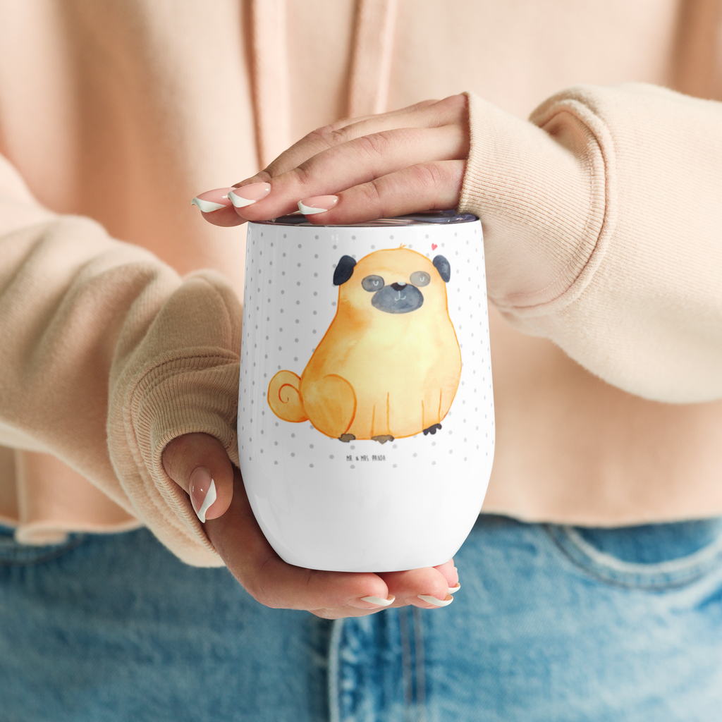 Weinbecher Mops Weinbecher, Glühwein Becher, Heißgetränke, Trinkbecher, Weinkelch, Weingläser, hochwertiger Weinbecher, Weinbecher Reisen, Weinbecher unterwegs, Hund, Hundemotiv, Haustier, Hunderasse, Tierliebhaber, Hundebesitzer, Sprüche, Mops, Liebe, Hundeliebe