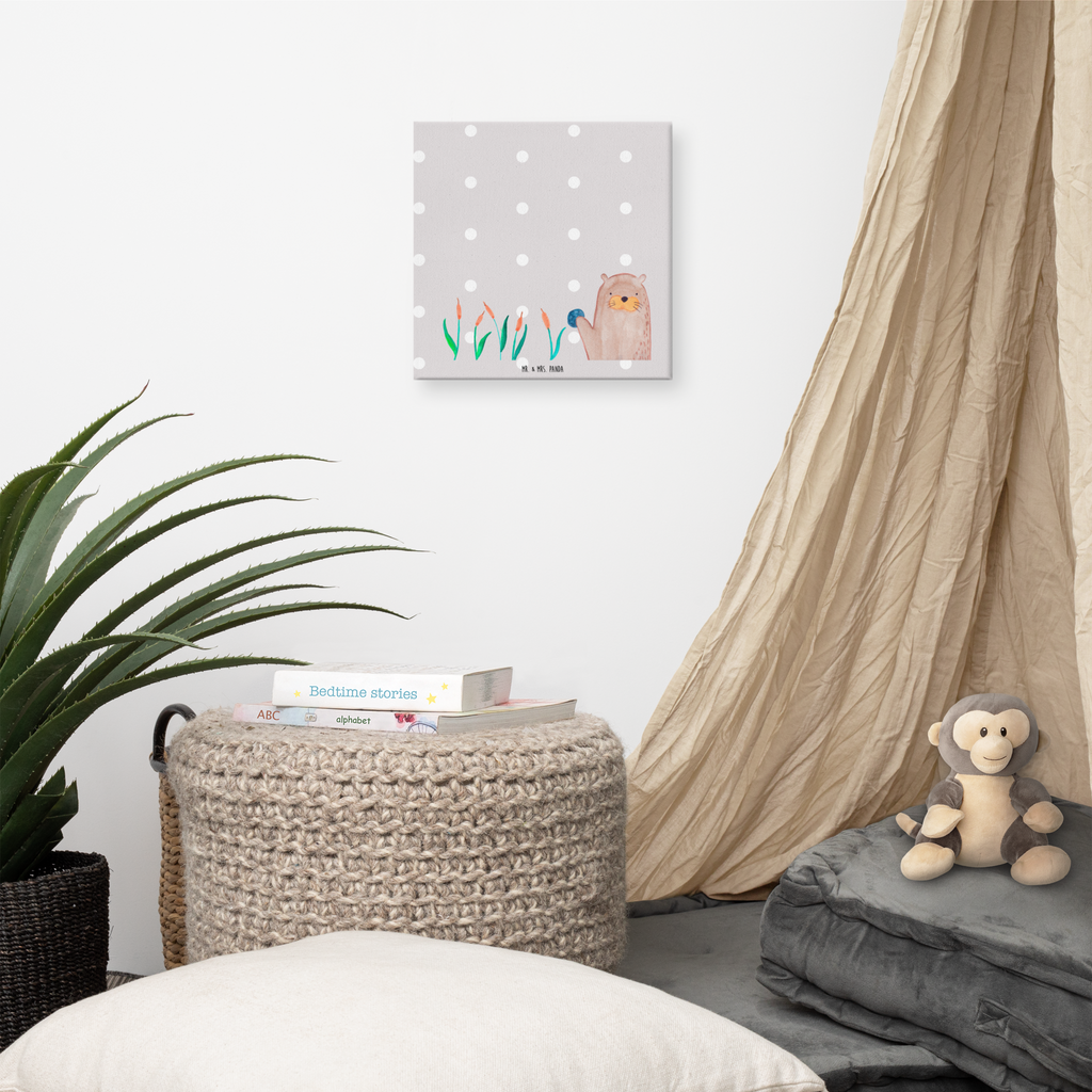 Leinwand Bild Otter mit Stein Leinwand, Bild, Kunstdruck, Wanddeko, Dekoration, Otter, Fischotter, Seeotter, Otter Seeotter See Otter