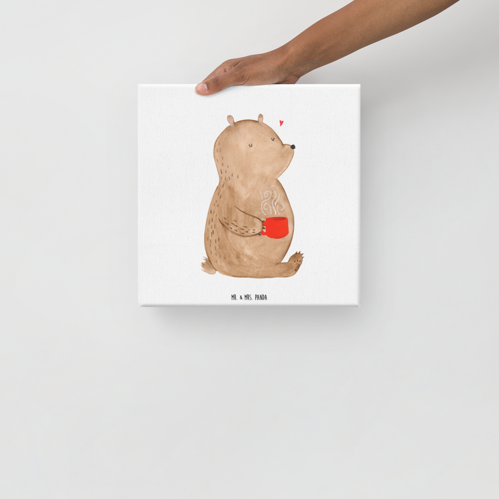 Leinwand Bild Bär Kaffee Leinwand, Bild, Kunstdruck, Wanddeko, Dekoration, Bär, Teddy, Teddybär, Kaffee, Coffee, Bären, guten Morgen, Morgenroutine, Welt erobern, Welt retten, Motivation