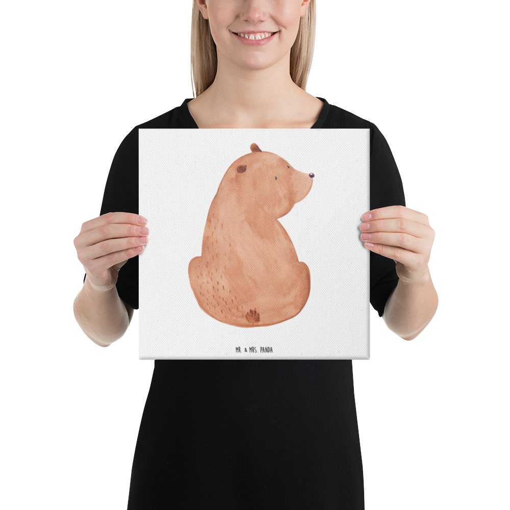Leinwand Bild Bär Schulterblick Leinwand, Bild, Kunstdruck, Wanddeko, Dekoration, Bär, Teddy, Teddybär, Selbstachtung, Weltansicht, Motivation, Bären, Bärenliebe, Weisheit