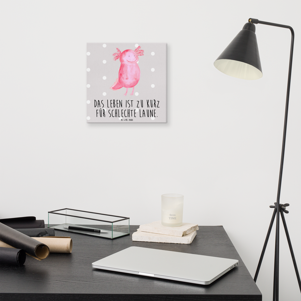 Leinwand Bild Axolotl glücklich Leinwand, Bild, Kunstdruck, Wanddeko, Dekoration, Axolotl, Molch, Axolot, Schwanzlurch, Lurch, Lurche, Motivation, gute Laune