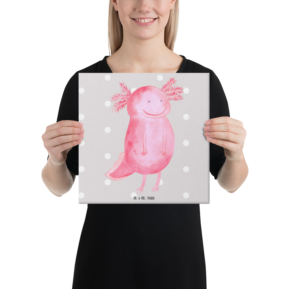 Leinwand Bild Axolotl glücklich Leinwand, Bild, Kunstdruck, Wanddeko, Dekoration, Axolotl, Molch, Axolot, Schwanzlurch, Lurch, Lurche, Motivation, gute Laune