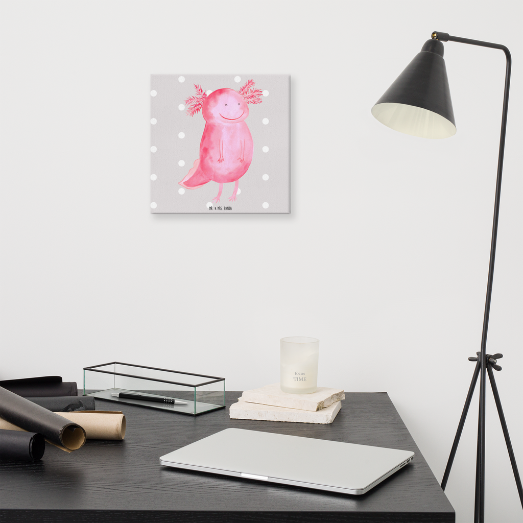 Leinwand Bild Axolotl glücklich Leinwand, Bild, Kunstdruck, Wanddeko, Dekoration, Axolotl, Molch, Axolot, Schwanzlurch, Lurch, Lurche, Motivation, gute Laune