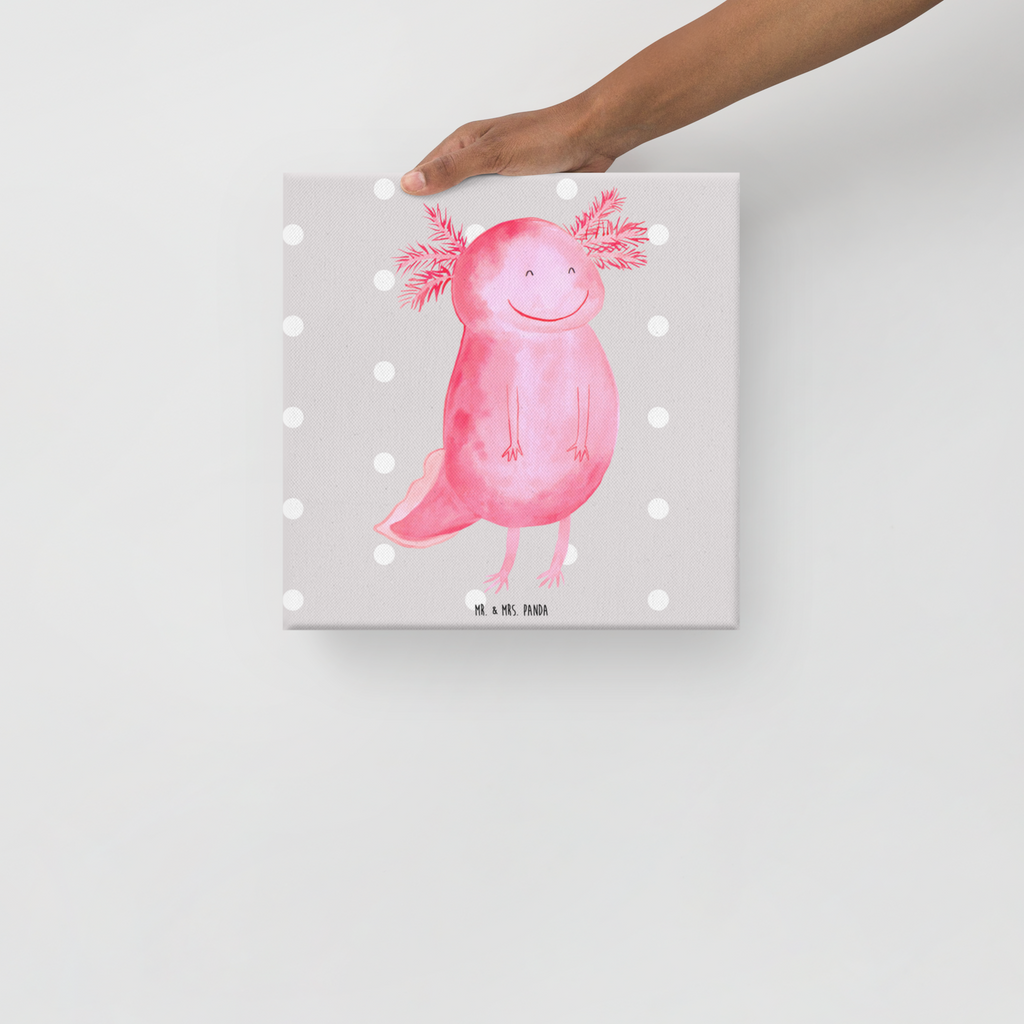 Leinwand Bild Axolotl glücklich Leinwand, Bild, Kunstdruck, Wanddeko, Dekoration, Axolotl, Molch, Axolot, Schwanzlurch, Lurch, Lurche, Motivation, gute Laune